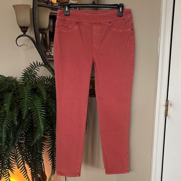 Chico's Denim - Chico's Pull On Jegging Ankle Denim Jeans Coral Cotton Stretch Skinny Slim